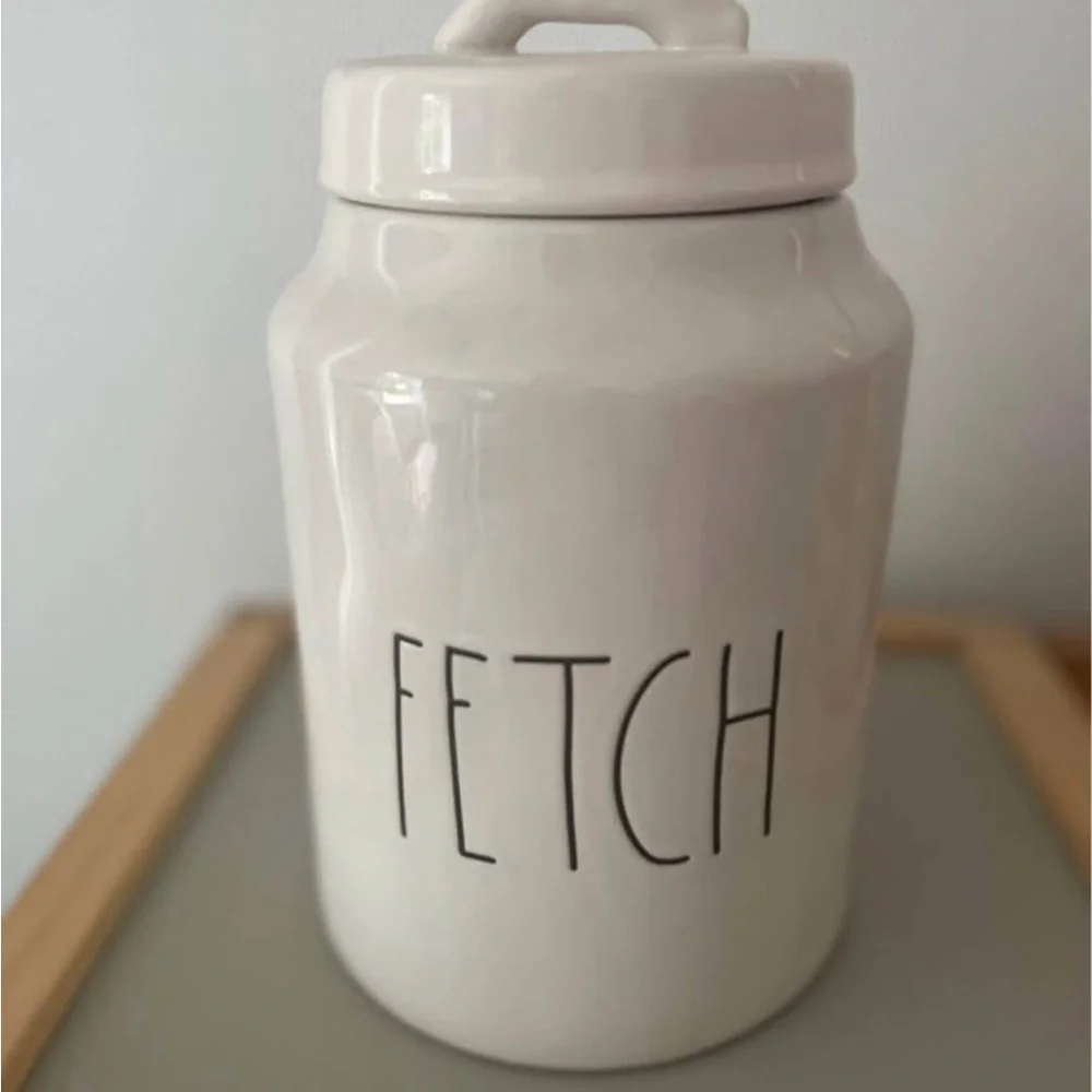 Rae Dunn White Ceramic 'Fetch' Canister